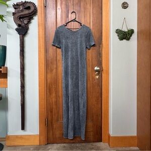 Heather Gray Knit Maxi T-shirt Dress/coverup, Faux Lace Up Back, boat neck (M)